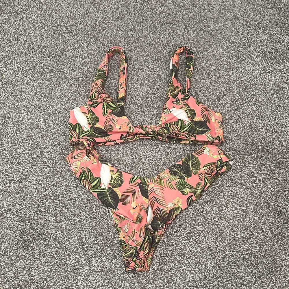 Skatie Pink Tropical Print Bikini